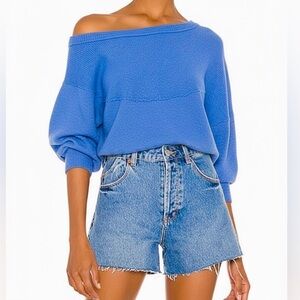 We The Free Textured Blue Top